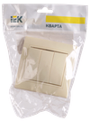 KVARTA Розетка 2-местная без заземления без защитных шторок 10А кер. РС12-2-Км кремовый IEK1