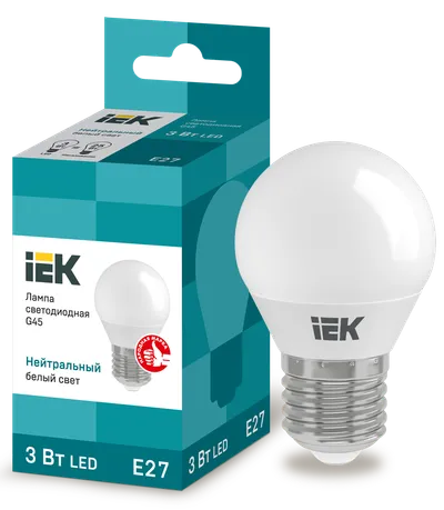 LED lamp G45 ball 3W 230V 4000K E27 IEK is intended for use in lighting devices for external and internal lighting of industrial, commercial and domestic facilities.

Complies with the requirements of the Technical Regulations of the Customs Union TR TS 004/2011, TR TS 020/2011, IEC 62560, Decree of the Government of the Russian Federation of November 10, 2017 No. 1356.