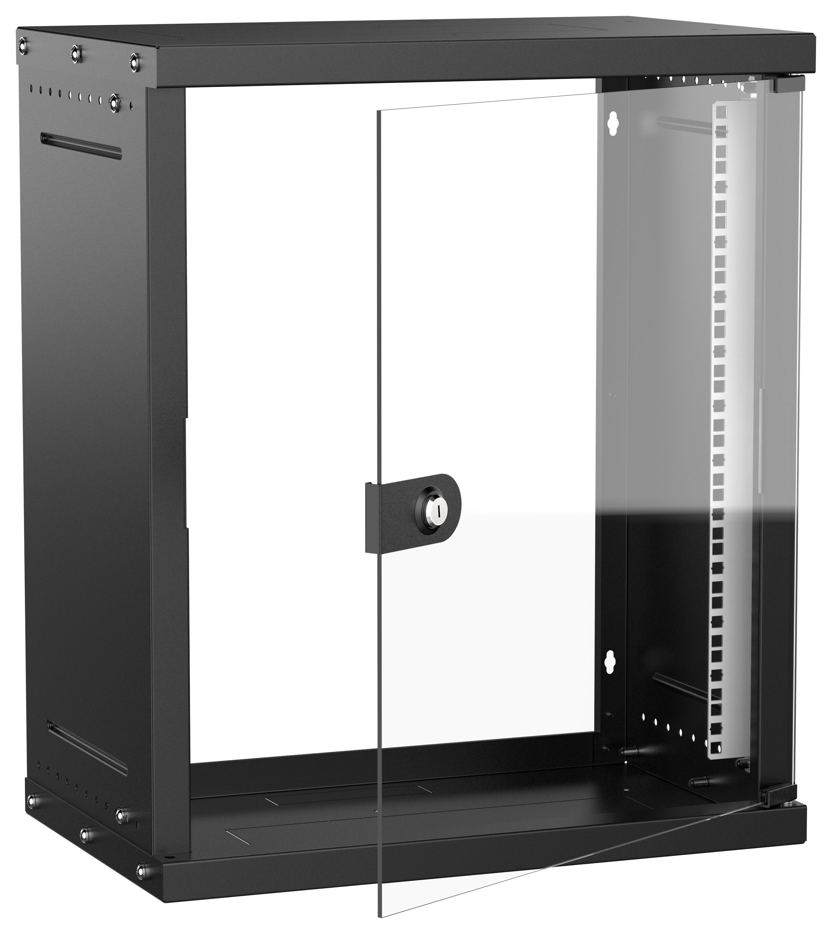 Шкаф настенный 19" 15U 550х350мм стеклянная дверь черный GENERICA (LWE5-15U53-GF-G)