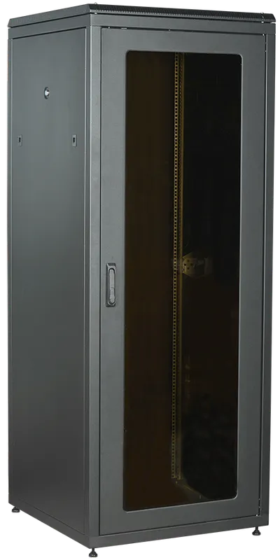 ITK LINEA N Шкаф сетевой 19" 28U 800х800мм стеклянная передняя дверь задняя металлическая черный