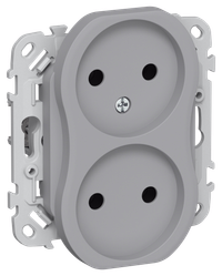 FLITE Розетка 2-местная без заземления без защитных шторок 10А РС02-0-ФлС серый IEK