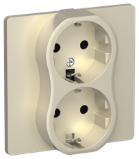 FLITE Розетка 2-местная с заземлением без защитных шторок безвинтовое крепление 16А РС12-1-К-ФлШ шампань IEK