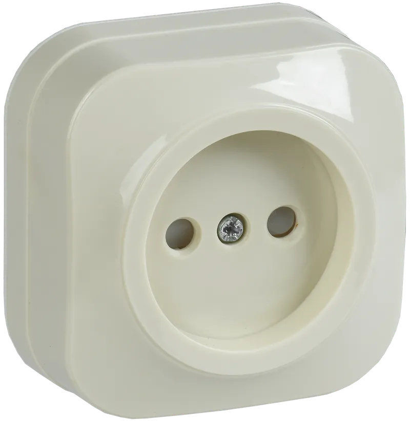 RSSh20-2-XK Single socket without grounding contact with protrctive shutter 10A open installation GLORY (cream) IEK