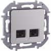 INSPIRIA Розетка компьютерная двойная RJ45 категория 5Е UTP алюминий0