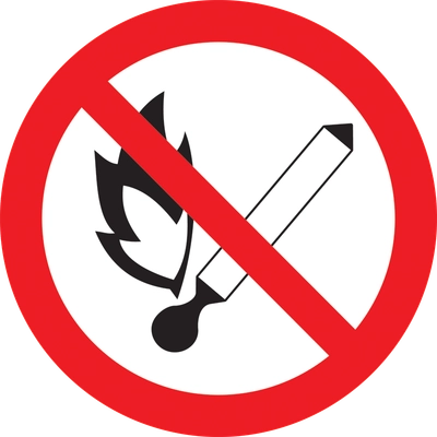 Самоклеящаяся этикетка: Ф180мм "Запрещается пользоваться открытым огнем и курить" IEK