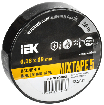 MIXTAPE PLUS Изолента 0,18х19мм черная 20м IEK