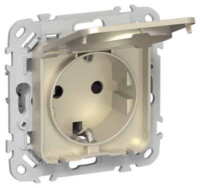 FLITE Grounded socket with protective shutters and cover screwless fastening 16A IP44 RSshkr11-1-44-FlSh champagne IEK