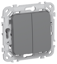 FLITE Выключатель 2-клавишный 10А ВС12-1-0-ФлМА мокрый асфальт IEK