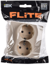 FLITE Розетка 2-местная с заземлением без защитных шторок безвинтовое крепление 16А РС12-1-К-ФлЛ льняной IEK1