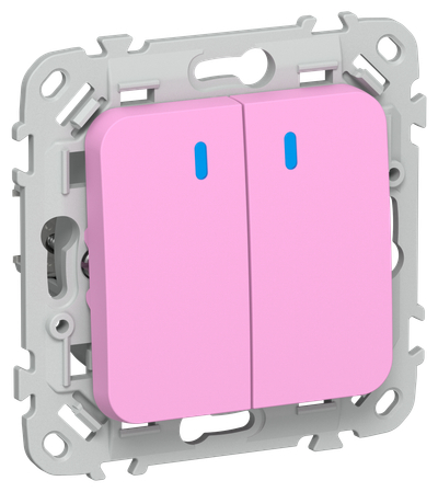 FLITE Выключатель 2-клавишный проходной с индикацией 10А ВС62-1-1-ФлПр пурпурный IEK