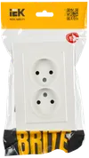 BRITE 2-gang socket without earthing with protective shutters 10A, complete RSsh12-2-BrB white IEK1