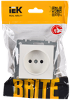 BRITE Розетка 1-местная без заземления с защитными шторками 10А РСш10-2-БрБ белый IEK1