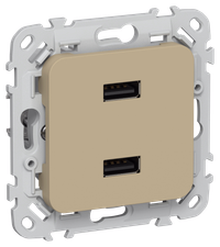 FLITE Розетка USB A+A 3,1А РЮ-2-ФлХ хаки IEK