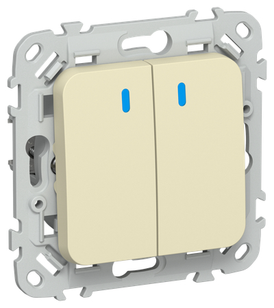 FLITE Выключатель 2-клавишный с индикацией 10А ВС12-1-1-ФлН навахо IEK