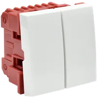 Выключатель проходной (переключатель) двухклавишный ВК4-22-00-П (на 2 модуля) ПРАЙМЕР белый IEK