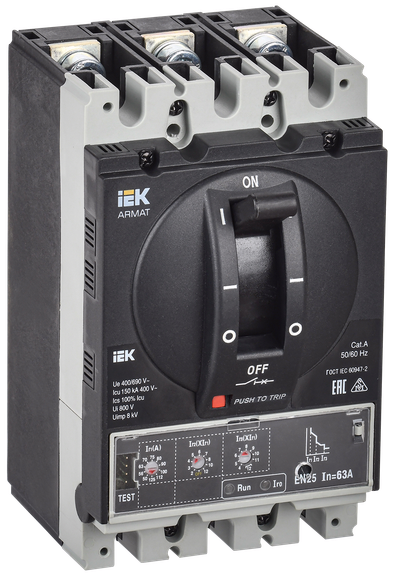 ARMAT Автоматический выключатель в литом корпусе 3P типоразмер A 150кА 63А расцепитель электронный стандартный IEK