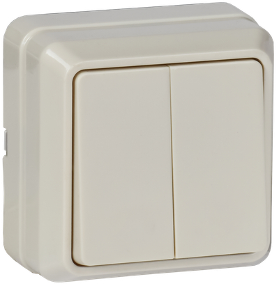 OKTAVA Выключатель 2-клавишный для открытой установки 10А ВС20-2-0-ОКм кремовый GENERICA