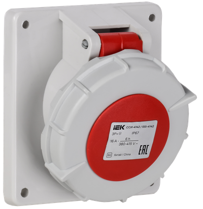 Розетка встраиваемая ССИ-4142 16А-6ч/380В 3P+PE IP67 IEK