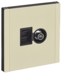 FORTE&PIANO Розетка двойная TV+RJ45 кат.6 FP837M металл серый сланец IEK