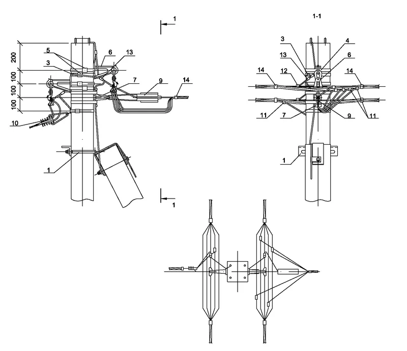 Опора ОА34 ж/б анкерная ответвительная двухцепная с ответвлением в одну ...