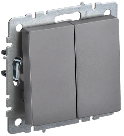 BRITE Double-button switch 2 way 10A VCP10-2-6-BrS steel IEK