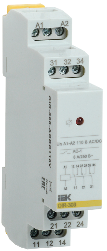 Реле промежуточное модульное OIR 3 контакта 8А 110В AC/DC IEK