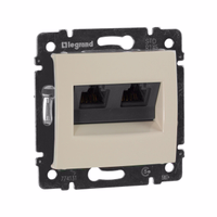 VALENA Розетка компьютерная двойная RJ45 категория 5Е UTP с захватами слоновая кость