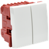 ВК4-22-00-П Выключатель проходной (переключатель) двухклавишный (на 2 модуля) белый IEK0