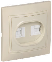 KVARTA Розетка 2-местная компьютерная RJ45 кат.5е РК12-ККм кремовый GENERICA