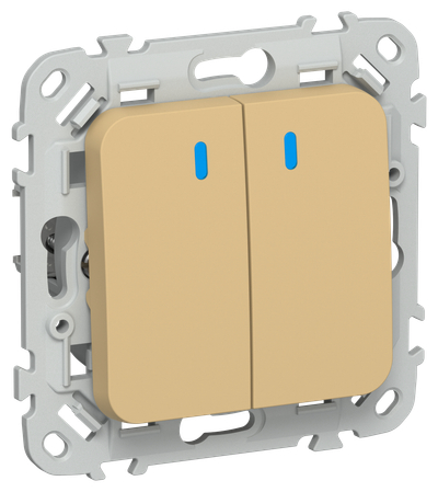 FLITE Выключатель 2-клавишный кнопочный с индикацией 10А ВС12-2-1-ФлШм шамуа IEK