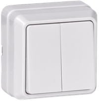 OKTAVA Выключатель 2-клавишный для открытой установки 10А ВС20-2-0-ОБ белый GENERICA