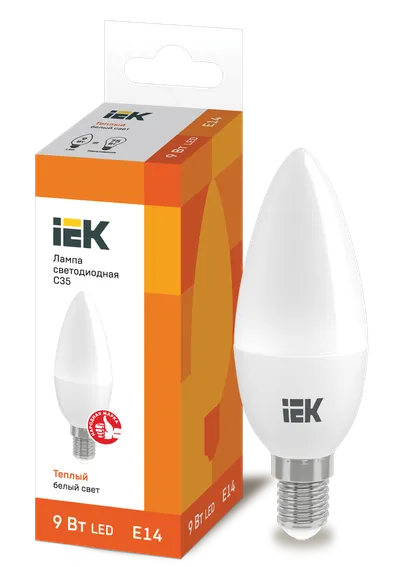 LED lamp C35 candle 9W 230V 3000K E14 IEK is intended for use in lighting devices for external and internal lighting of industrial, commercial and domestic facilities.

Complies with the requirements of the Technical Regulations of the Customs Union TR TS 004/2011, TR TS 020/2011, IEC 62560, Decree of the Government of the Russian Federation of November 10, 2017 No. 1356.