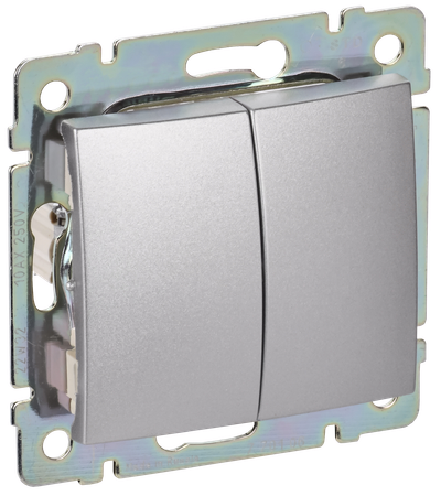 VALENA DIY Переключатель 2-клавишный схема 6/2 10АХ безвинтовые зажимы алюминий