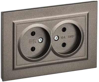 BRITE 2-gang socket without earthing with protective shutters 10A, complete RSsh12-2-BrTB dark bronze IEK
