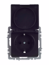 BRITE Розетка 1-местная с заземлением с защитными шторками и крышкой 16А IP44 РСбш10-3-44-БрЧ черный IEK8