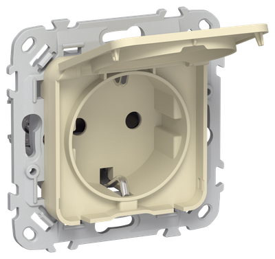 FLITE Розетка с заземлением с защитными шторками и крышкой 16А IP44 РСшкр11-0-44-ФлН навахо IEK