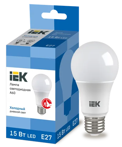 LED lamp A60 ball 15W 230V 6500K E27 IEK is intended for use in lighting devices for external and internal lighting of industrial, commercial and domestic facilities.

Complies with the requirements of the Technical Regulations of the Customs Union TR TS 004/2011, TR TS 020/2011, IEC 62560, Decree of the Government of the Russian Federation of November 10, 2017 No. 1356.