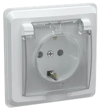 VEGA Single-gang socket with grounding with protective shutters and cover 16A IP44 RSbsh10-3-VB white IEK