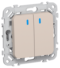 FLITE Выключатель 2-клавишный кнопочный с индикацией 10А ВС12-2-1-ФлЛ льняной IEK