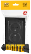 BRITE 2-gang socket without earthing with protective shutters 10A, complete RSsh12-2-BrCh black IEK1