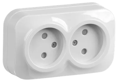 RSSh22-2-XB Double socketwithout grounding contact with protrctive shutter 10A open installation GLORY (white) IEK