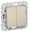 FLITE Выключатель 2-клавишный кнопочный проходной 10А ВС62-2-0-ФлШ шампань IEK0