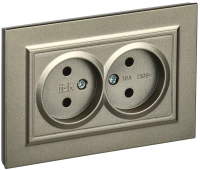 BRITE 2-gang socket without earthing without protective shutters 10A, complete RS12-2-BrSh champagne IEK