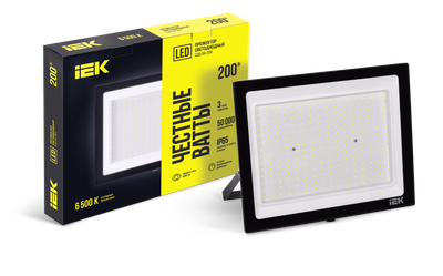 Прожектор СДО 06-200 светодиодный черный IP65 6500 K IEK