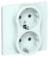 FLITE Розетка 2-местная с заземлением с защитными шторками безвинтовое крепление 16А РСш12-1-К-ФлХЛ холодный лед IEK0