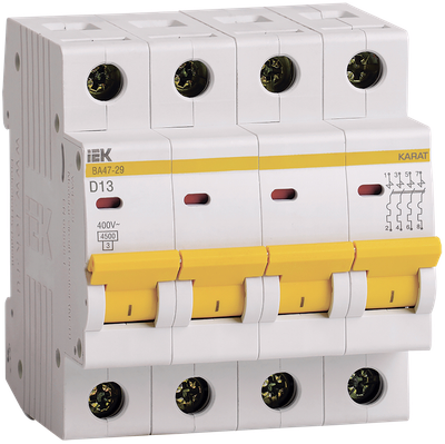 KARAT Автоматический выключатель ВА47-29 4P D 13А 4,5кА IEK