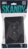 SKANDY Розетка 2-местная без заземления без защитных шторок 10А в сборе SK-R10G графит IEK1