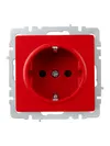 BRITE 1-gang earthed socket with protective shutters 16A RS14-1-0-BrK red IEK1