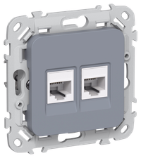 FLITE Розетка 2-местная RJ45/RJ11 категория 5Е/3 UTP РКТ5е/3-2-0-ФлМ маренго IEK