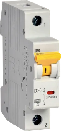 Miniature circuit breaker VA47-60MA without thermal releaser 1P 20A 6kA D IEK